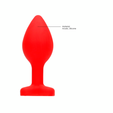 Silicone Butt Plug with Diamond Heart | Red | Regular