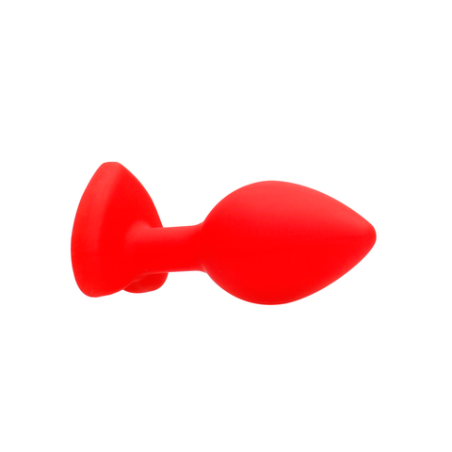 Silicone Butt Plug with Diamond Heart | Red | Regular