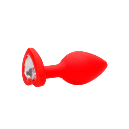 Silicone Butt Plug with Diamond Heart | Red | Regular