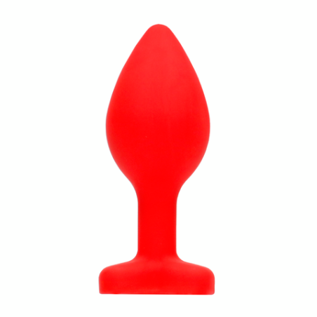 Silicone Butt Plug with Diamond Heart | Red | Regular