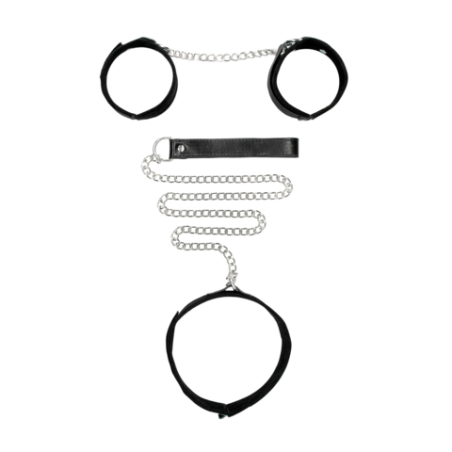 Black and White | Velcro Collar with Leash and Handcuffs