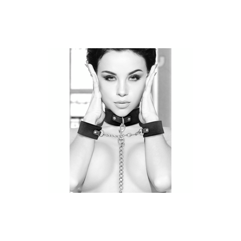 Black and White | Velcro Collar with Leash and Handcuffs