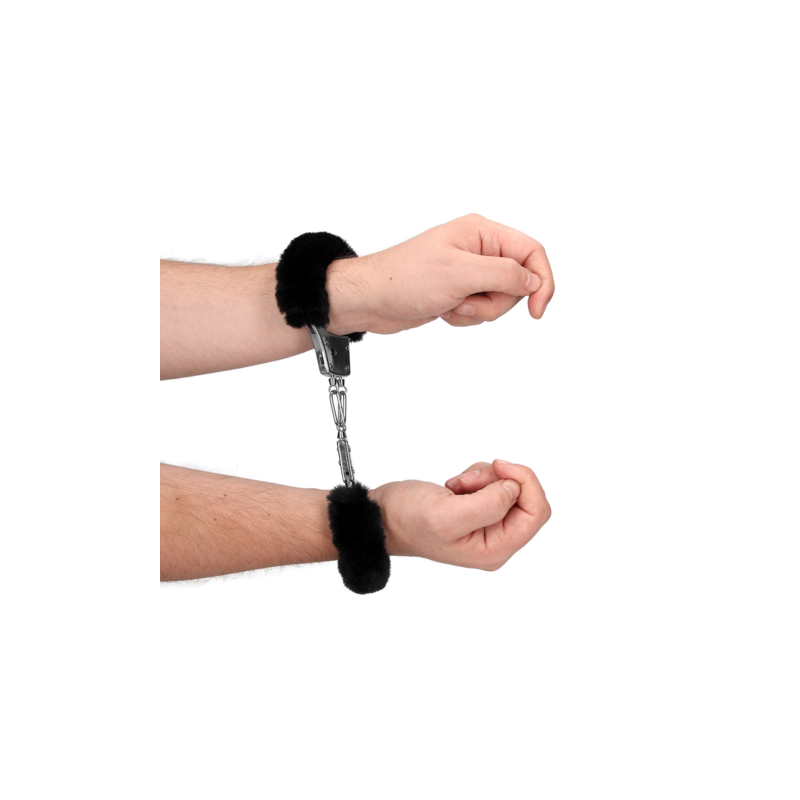 Furry Metal Hand Cuffs | Black