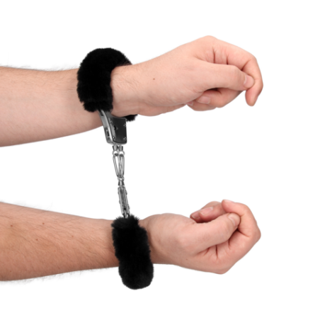 Furry Metal Hand Cuffs | Black