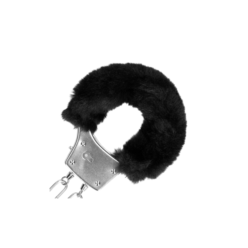 Furry Metal Hand Cuffs | Black