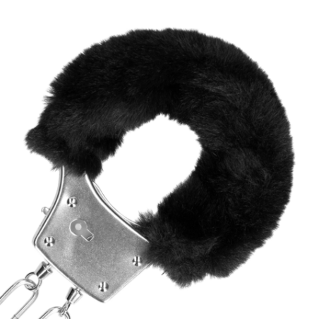 Furry Metal Hand Cuffs | Black