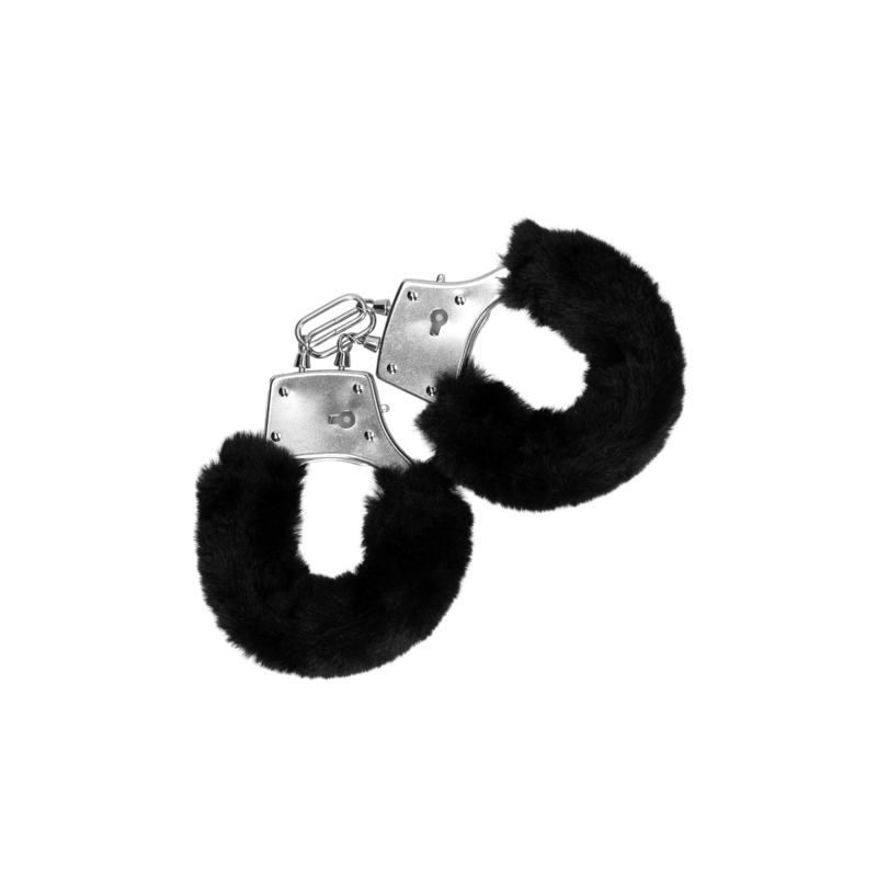 Furry Metal Hand Cuffs | Black