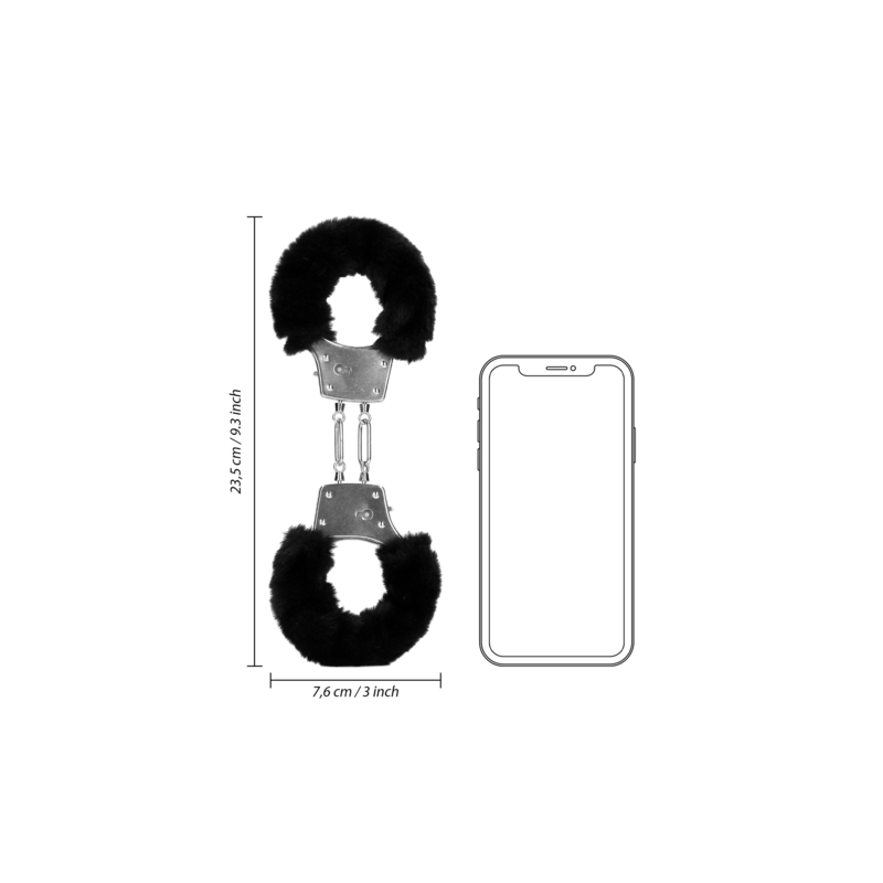 Furry Metal Hand Cuffs | Black