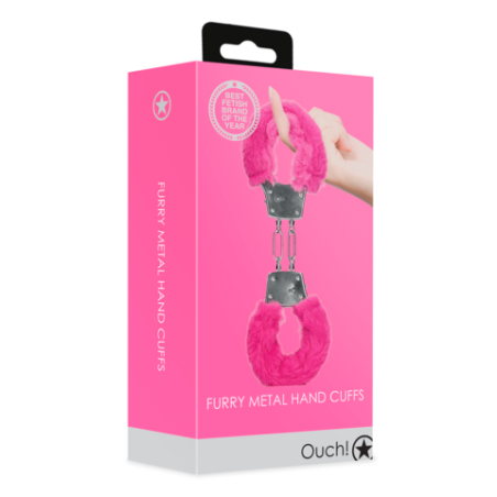 Furry Metal Hand Cuffs | Pink