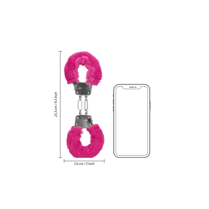 Furry Metal Hand Cuffs | Pink
