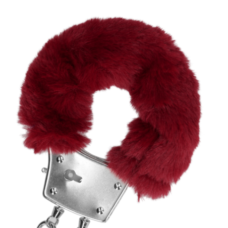 Furry Metal Hand Cuffs | Red