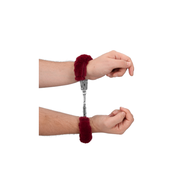 Furry Metal Hand Cuffs | Red