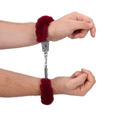 Furry Metal Hand Cuffs | Red