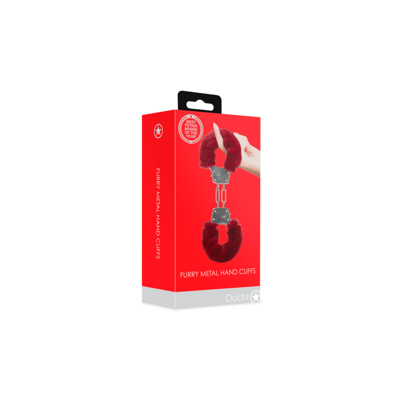 Furry Metal Hand Cuffs | Red