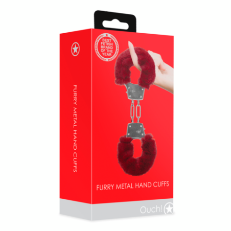 Furry Metal Hand Cuffs | Red