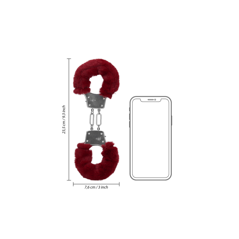 Furry Metal Hand Cuffs | Red