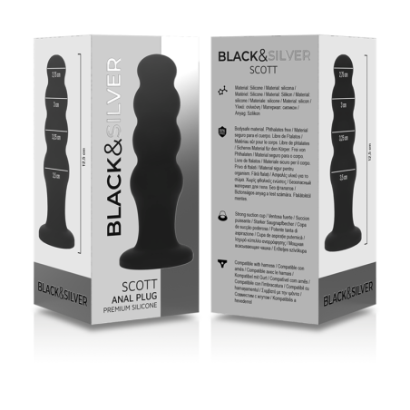 Black&Silver | Scott | Premium Silicone Anal Plug | 12cm