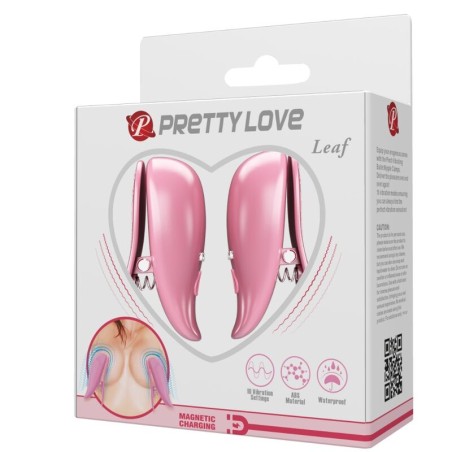 Leaf | Vibrating Nipple Clamps | Pink