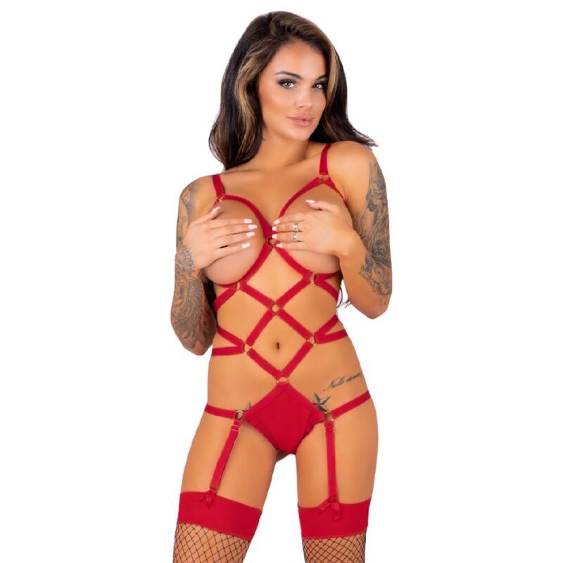 Livco Corsetti | Thiara | Set Garter with Stockings  | Red - L/XL