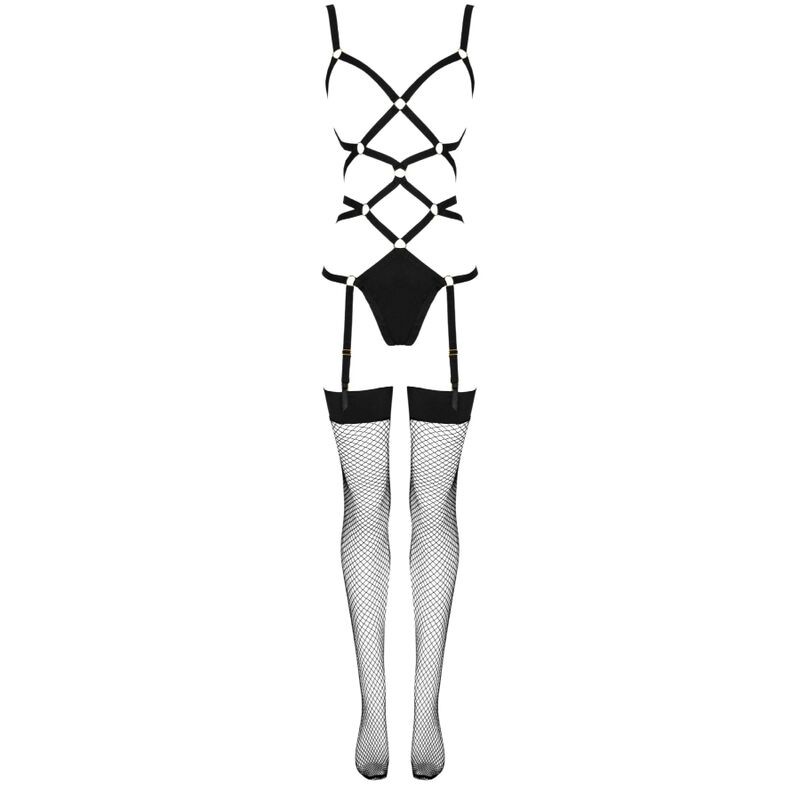 LIVCO CORSETTI FASHION - THIARA LC 20213 SET BODY + STOCKINGS BLACK S/M