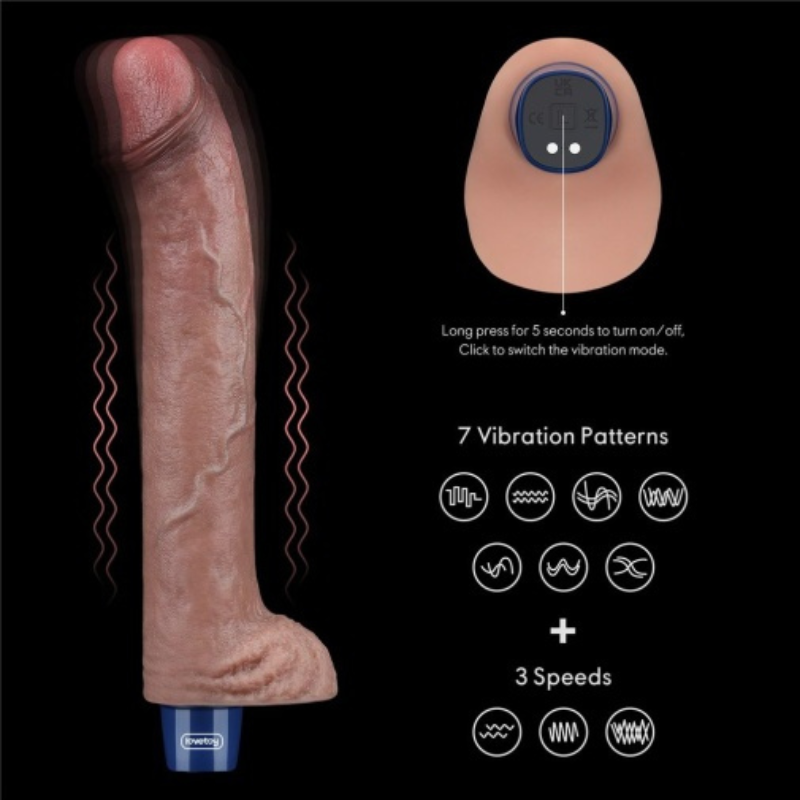 Real Softee | Realistic Vibrator - Platinum Silicone - USB - 28 cm