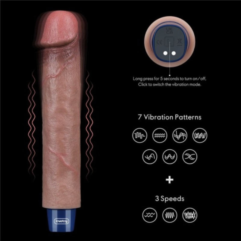 Real Softee | Realistic Vibrator - Platinum Silicone - USB - 23 cm