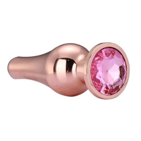 Metal Anal Plug with Pink Diamond | Small