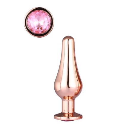 Metal Anal Plug with Pink Diamond | Small