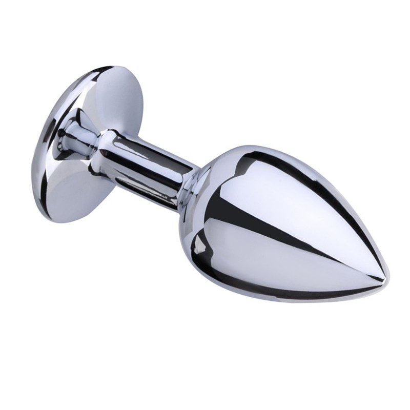 Metal Anal Plug with Black Heart Gem | Medium