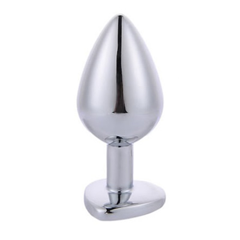 Metal Anal Plug with Purple Heart Gem | Small