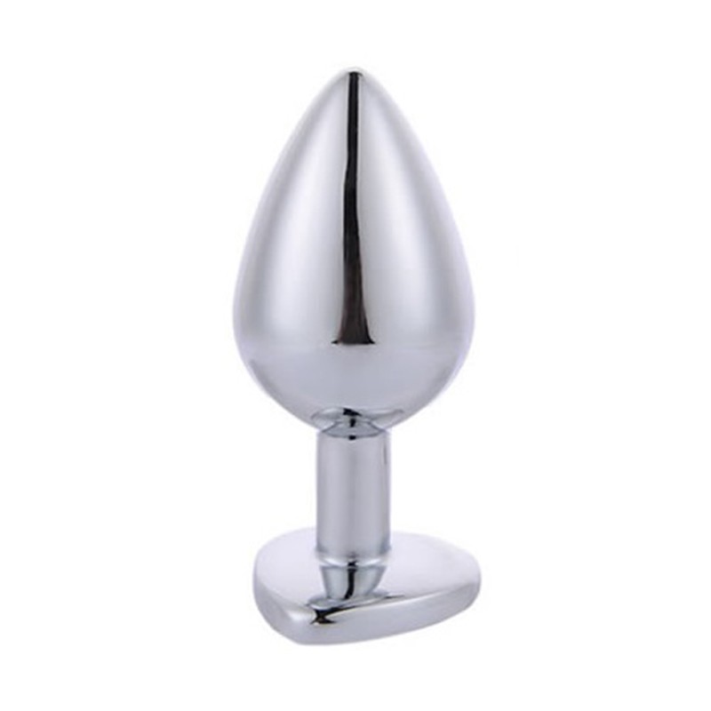 Metal Anal Plug with Black Heart Gem | Small