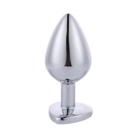 Metal Anal Plug with Black Heart Gem | Small