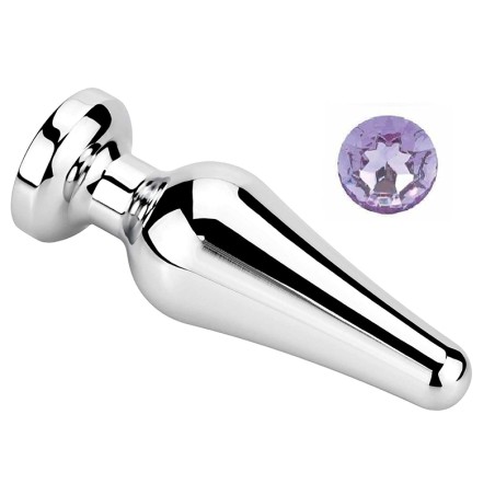 Metal Anal Plug with Purple Diamond | Large