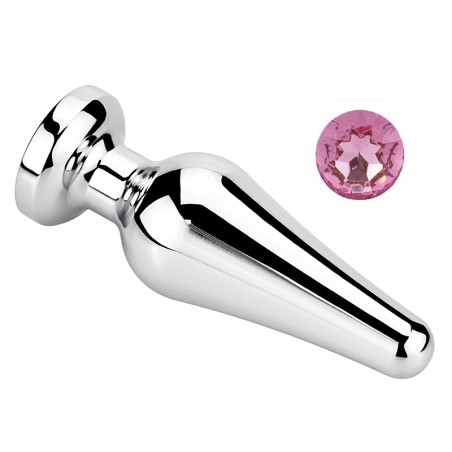 Metal Anal Plug with Pink Diamond | Large