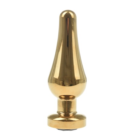 Metal Anal Plug with Black Diamond | Gold - Medium