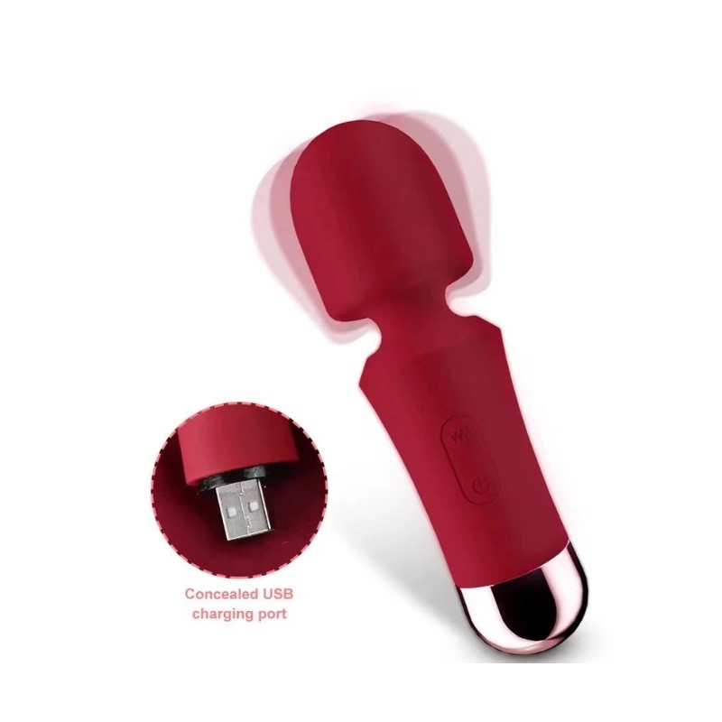 Mini Wand Δονητής USB - 10 Προγραμμάτων Δόνησης - Κόκκινο