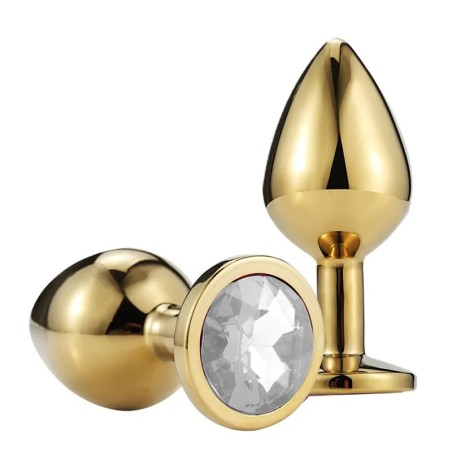 Metal Anal Plug with Gem | Gold - Medium