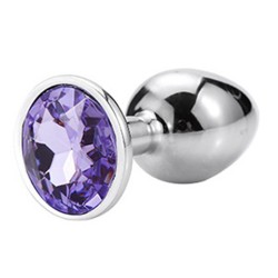 Metal Anal Plug with Purple Gem | Large