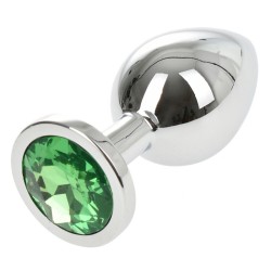 Metal Anal Plug with Green Gem | Medium