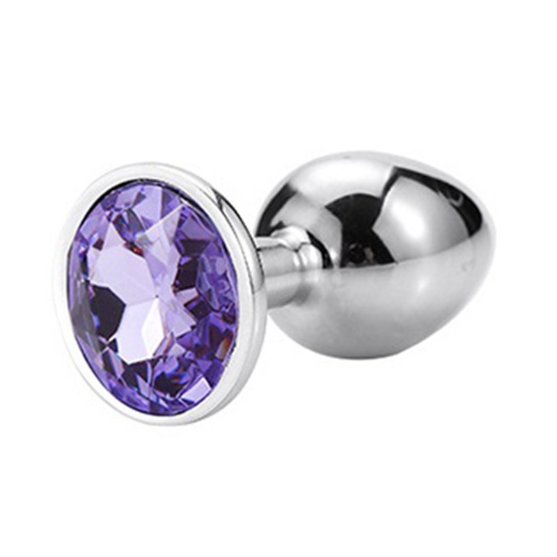 Metal Anal Plug with Purple Gem | Small