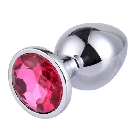 Metal Anal Plug with Fuchsia Gem | Small