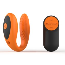 Uranus Vibrator | 7 Vibration Modes- 4 Speeds | Silicone, USB, Remote Control - Orange/Black