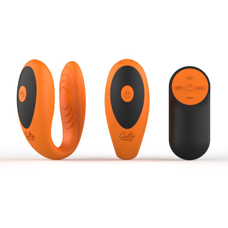 Uranus Vibrator | 7 Vibration Modes- 4 Speeds | Silicone, USB, Remote Control - Orange/Black
