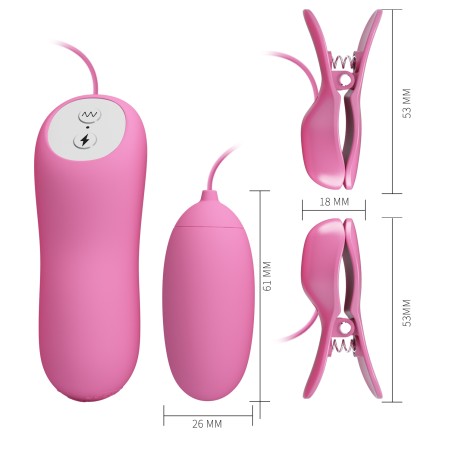 Electrostimulation Nipple Clamps with Vibrating G-Spot Egg