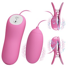 Electrostimulation Nipple Clamps with Vibrating G-Spot Egg