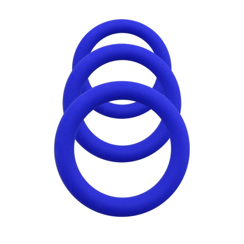 Mokko Toys | Set of 3 Penis Rings Diesel Smooth Finish Silicone Blue