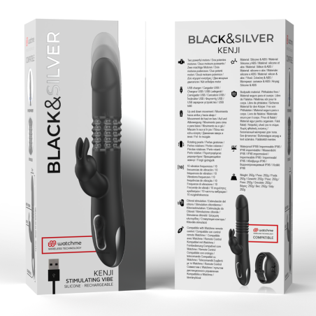 Black&Silver | Kenji | Thrusting Rabbit Vibrator With Rotating Beads