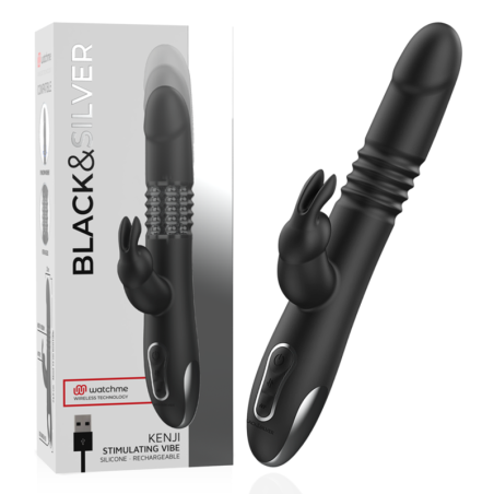 Black&Silver | Kenji | Thrusting Rabbit Vibrator With Rotating Beads