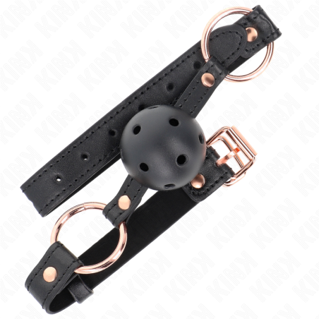 Kink | Breathable Ball Gag with Leather Straps | Black