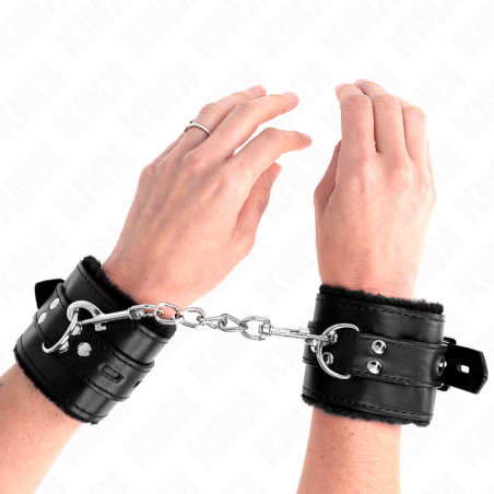 Kink | Fur Lined Adjustable Wrist Cuffs | Black